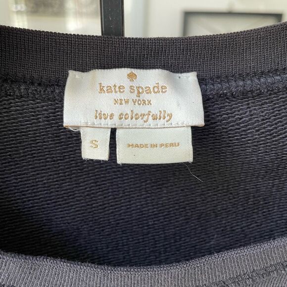 Kate Spade Steal The Spotlight Black Glitter Dot Bow Sweatshirt $178 S - Picture 7 of 8